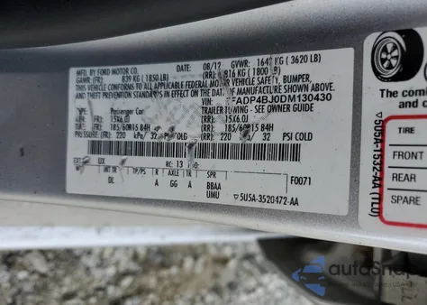 2013 Ford Fiesta Se from USA, damaged, VIN 3FADP4BJ0DM130430